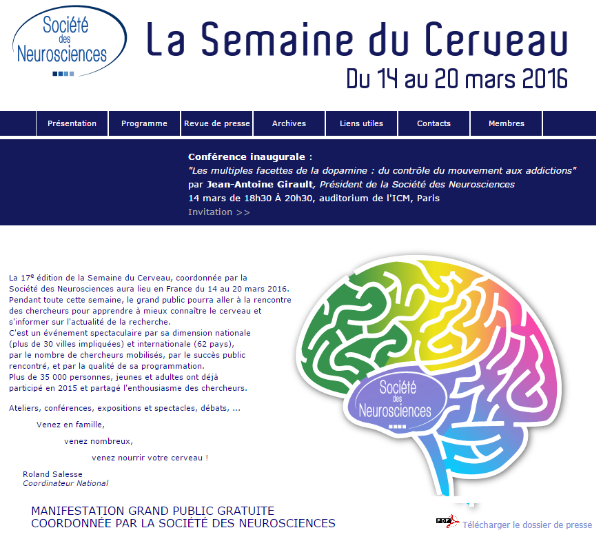 Semaine du cerveau du 14 au 20 mars 2016